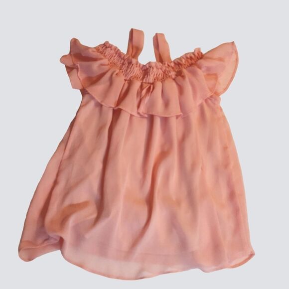RMLA Top Chiffon Cold Shoulder Straps Ruffled Pink Girls size 8 - Picture 6 of 8